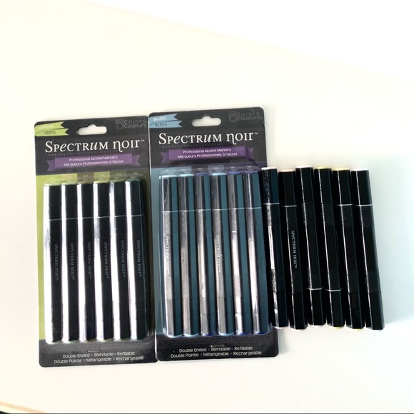 18 Spectrum Noir markers skin tones blue green art